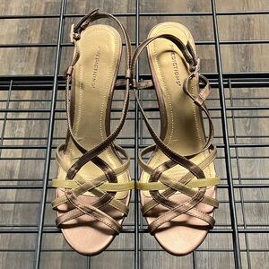 Predictions Women's Wedges - Brown and Gold Strappy Design
